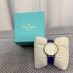 Kate Spade Women’s Gold Trim and Blue Band Timepiece Watch Like New